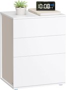 VASAGLE Montagem super rápida sem ferramentas, mesa de cabeceira, criado-mudo com 3 gavetas de armazenamento, mesa lateral, minimalista moderna, quarto e sala de estar, branco fosco e bege cappuccino LET778W01