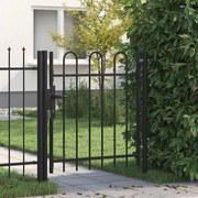 vidaXL Portão de vedação individual com topo arqueado aço 1x1m preto
