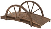 Outsunny Ponte de Madeira para Jardim Ponte Decorativa com  Corrimão em Forma de Meia Roda 100x50x37 cm  Marrom | Aosom Portugal