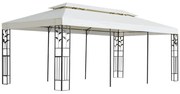 Gazebo com telhado duplo 6x3 m aço branco