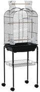 PawHut Gaiola para Passáros com Suporte Gaiola com 4 Rodas Teto com Abertura 2 Comedouros 3 Poleiros Bandeja Removível e Prateleira Inferior 46x36x130cm Preto