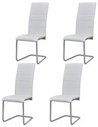 vidaXL Cadeiras de jantar cantilever 4 pcs couro artificial branco