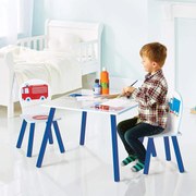 Conjunto Infantil de Mesa e Cadeiras Desenhos de Carros AZUL