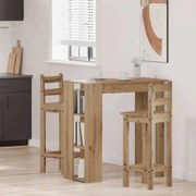 vidaXL Mesa de bar c/ prateleiras derivados madeira carvalho artisiano