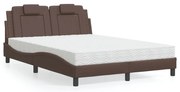 vidaXL Cama Viana com colchão 140x190 cm couro artificial castanho