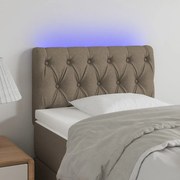 Cabeceira cama luzes LED tecido 80x7x78/88cm cinza-acastanhado