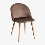 Cadeira De Jantar Em Veludo Kana Azul & Madeira Natural - Sklum