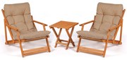 Conjunto de Mesa e Cadeiras de Jardim My007 – Castanho Natural – Mesa