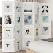 vidaXL Biombo com 5 painéis madeira de paulownia maciça branco