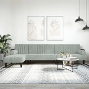 vidaXL Sofá-cama em forma de L 260x140x70 cm veludo cinzento-claro