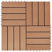 Ladrilhos de pavimento 11 pcs WPC 30x30 cm 1m² cor de teca