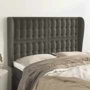 vidaXL Cabeceira cama c/ abas veludo 147x23x118/128 cm cinzento-escuro