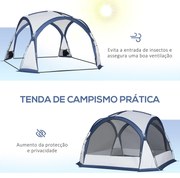 Tenda de Campismo para 6-8 Pessoas com 4 Telas Mosquiteiras 2 Painéis