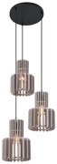 Candeeiro suspenso retro preto com taupe 3-luzes - Felt