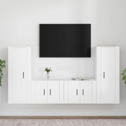 Conjunto móveis de TV 4 pcs madeira processada branco