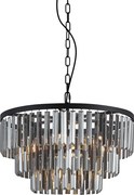Lustre moderno preto com vidro fumê 9 luzes - Amel
