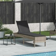 vidaXL Espreguiçadeira almofadão 55x200x44cm vime PE cinzento-claro