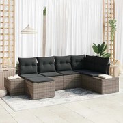 vidaXL Conjunto de Sofá de Jardim 6 Peças com Almofadas Cinza em Rattan