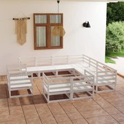 11 pcs conjunto lounge de jardim pinho maciço branco