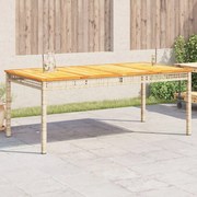 vidaXL Mesa de jardim 180x90x75 cm vime PE e madeira de acácia bege