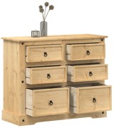 vidaXL Armário com gavetas Corona 110x43x91 cm madeira de pinho maciça