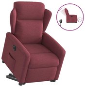 vidaXL Poltrona reclinável elevatória elétrica tecido vermelho-tinto