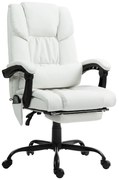 Vinsetto Cadeira de Escritório com Massagem de 6 Pontos Encosto Alto Reclinável Apoio para Pés e Controlo Remoto 66x75x112-122 cm Branco | Aosom Portugal