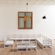 14 pcs conjunto lounge de jardim pinho maciço branco