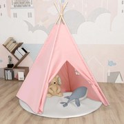 vidaXL Tenda teepee infantil c/ saco 120x120x150 cm pele pêssego rosa