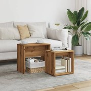 vidaXL Mesas centro encastrar 2 pcs deriv. madeira carvalho artisiano