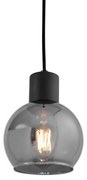 Candeeiro de suspensão Art Deco preto com vidro fumê - Vidro Art Deco