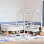 vidaXL Conj. sofá-cama e banco c/ telhado 90x200cm pinho maciço branco
