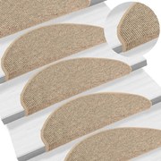 vidaXL Tapetes de escada autoadesivos 15 pcs 65x21x4 cm bege-escuro