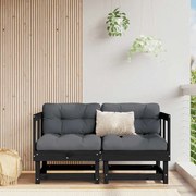 vidaXL Sofás de canto com almofadões 2 pcs pinho maciço preto