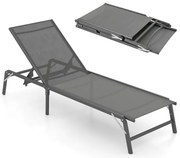 Conjunto de 2 cadeiras de pátio com tecido de malha respirável e estrutura de metal - cinza