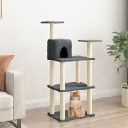 vidaXL Árvore p/ gatos postes arranhadores sisal 118,5 cm cinza-escuro