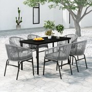 vidaXL 7 pcs conjunto de jantar para jardim cinzento