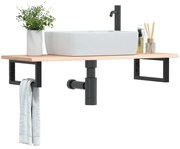 vidaXL Prateleira de parede p/ lavatório aço/madeira carvalho maciça
