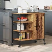 vidaXL Carrinho de Cozinha Madeira Velha 87,5x38,5x84,5 cm Madeira Engenharia