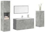 vidaXL 4 pcs conj. móveis casa banho derivados madeira cinza cimento