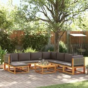 vidaXL Conjunto de sofás de jardim vidaXL de 9 peças com almofadas de madeira de acácia e vime