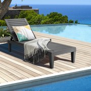 Espreguiçadeira de jardim para exterior com encosto ajustável em 5 posições para varanda Praia Piscina 190 x 57,5 x 29 cm Preta