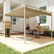 Pérgola com Telhado Retrátil Pérgola de 3x3 m com Fecho Magnético Proteção UV30+ Pérgola para Jardim Cáqui