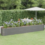 vidaXL Canteiro elevado jardim 440x80x68cm aço revestido a pó cinzento
