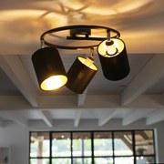 Candeeiro de tecto moderno preto com 3 luzes - Lofty Moderno