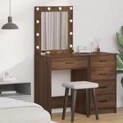 Mesa de Maquiagem vidaXL com Luzes LED Castanho Carvalho 50x41x135 cm