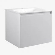 Conjunto De Móvel De Casa De Banho Suspenso Em Madeira Com Lavatório Integrado Macrae Branco & Sem Espelho & Sem Torneira & ↔︎ 60 Cm - Sklum