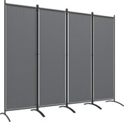 Outsunny Biombo Separador de Ambientes de 4 Painéis Biombo Dobrável 221x172 cm com Pés Largos para Terraço Pátio Jardim Cinza Escuro | Aosom Portugal