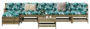 vidaXL 7 pcs conjunto lounge de jardim madeira de pinho impregnada