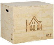 HOMCOM Caixa Pliometria de Madeira Caixa de Saltos com 2 Alças Recortadas Carga Máxima 120 kg 61x51x73 cm Madeira | Aosom Portugal